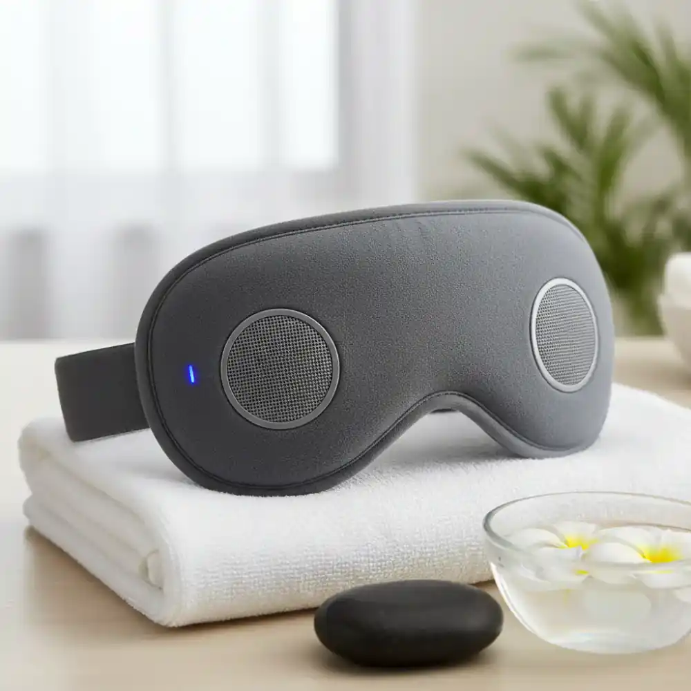 Detail view of a Bluetooth sleep mask
